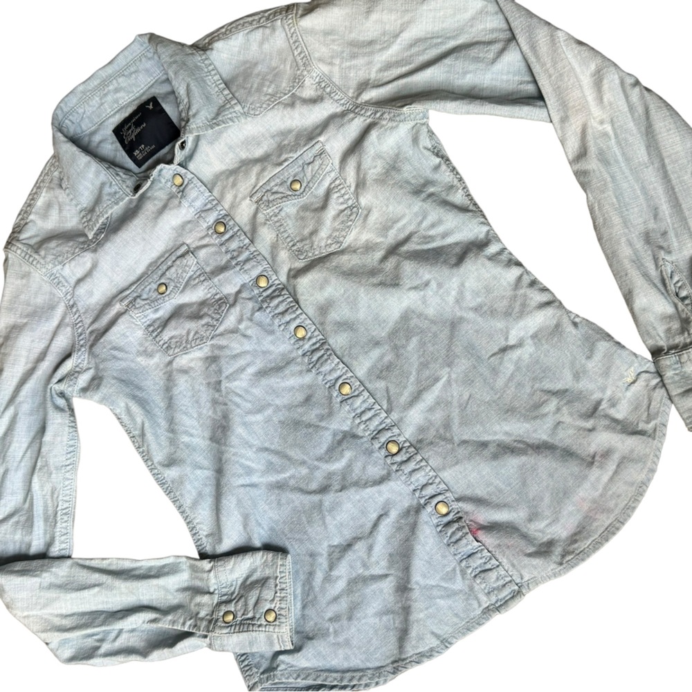 American Eagle Outfitters double breast pocket pearl snap button long sleeve XS